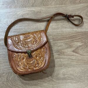 Vintage tooled Handcrafted Leather Bag